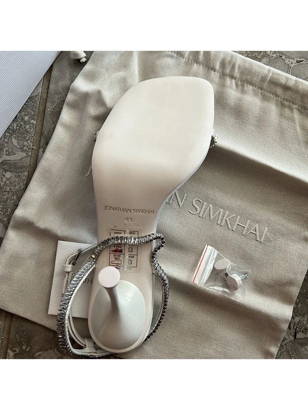 Jonathan Simkhai Luxon Crystal Harness Sandals White, Size EU41, NEW+DustBag